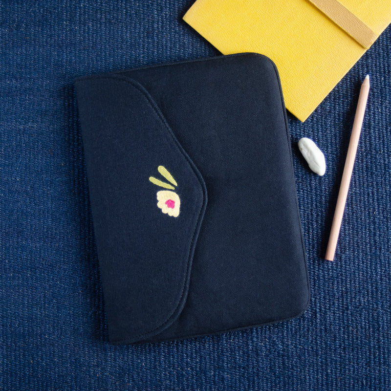 Bouquet Series - Mini-Tablet Sleeve (Black 2) - Made in Kashmir