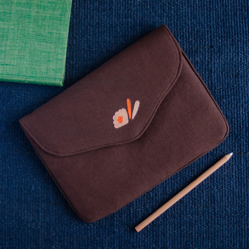 Bouquet Series - Mini-Tablet Sleeve (Dark Brown 2) - Made in Kashmir