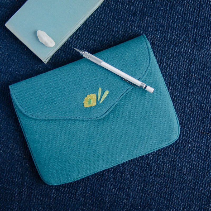 Bouquet Series - Mini-Tablet Sleeve (Teal 2) - Made in Kashmir