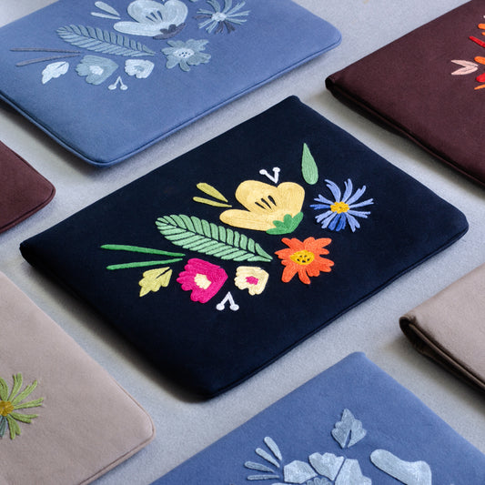 Bouquet Series - Laptop Sleeve (Black 2) - Made in Kashmir