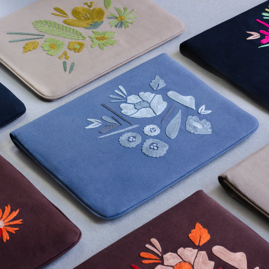 Bouquet Series - Laptop Sleeve (Blue 1) - Made in Kashmir