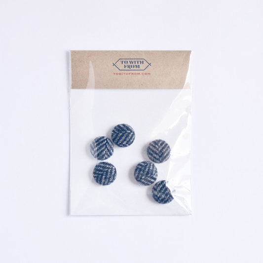 Herringbone Button Set (6 Blue)