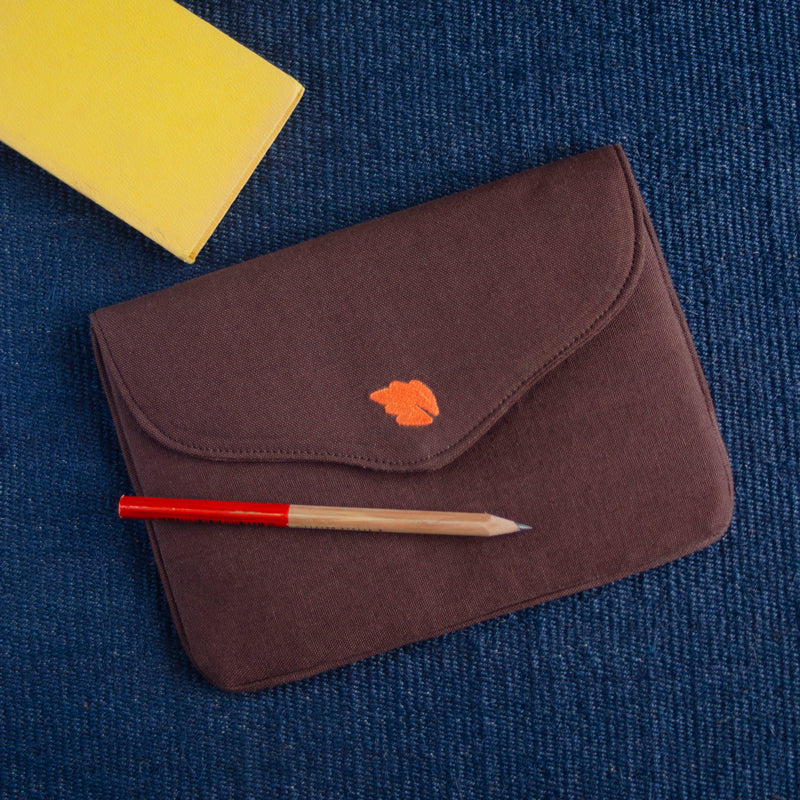 Bouquet Series - Mini-Tablet Sleeve (Dark Brown 1) - Made in Kashmir