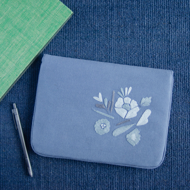 Bouquet Series - Mini-Tablet Sleeve (Blue 1) - Made in Kashmir