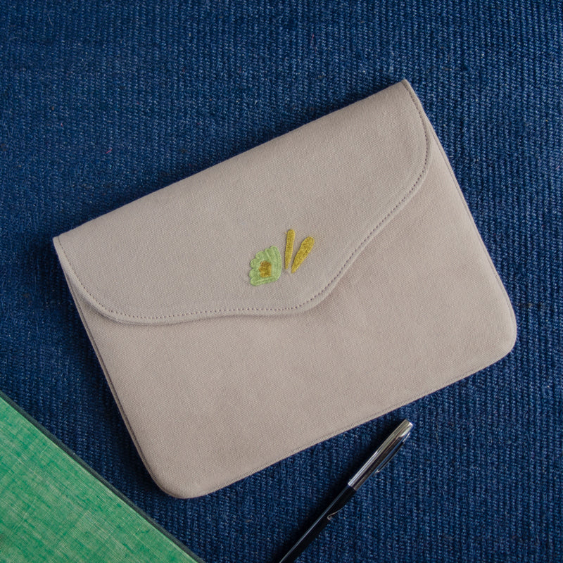 Bouquet Series - Mini-Tablet Sleeve (Light Brown 2) - Made in Kashmir