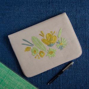 Bouquet Series - Mini-Tablet Sleeve (Light Brown 2) - Made in Kashmir