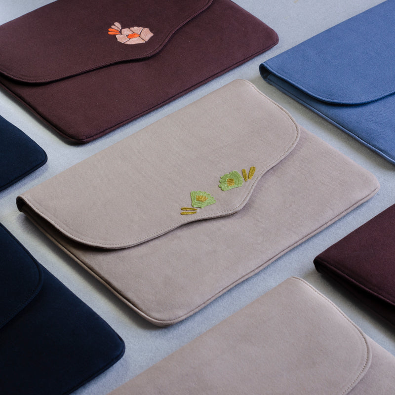 Bouquet Series - Laptop Sleeve (Light Brown 1) - Made in Kashmir