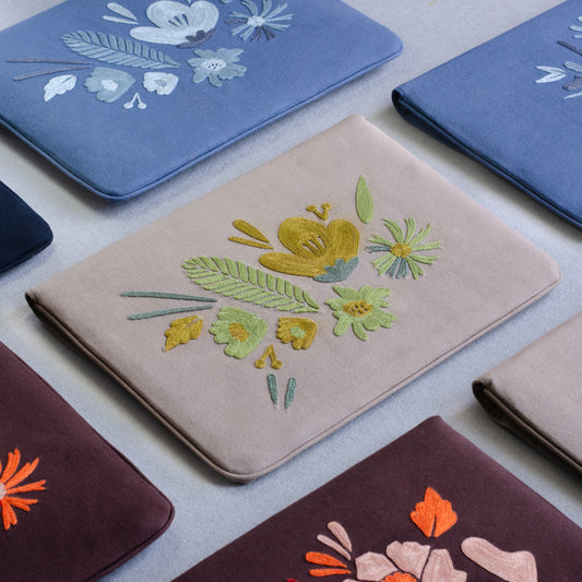 Bouquet Series - Laptop Sleeve (Light Brown 2) - Made in Kashmir