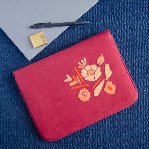 Bouquet Series - Mini-Tablet Sleeve (Coral 1) - Made in Kashmir