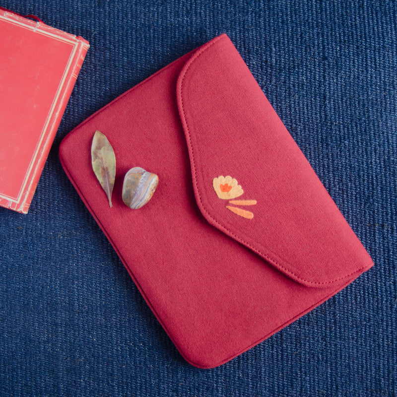 Bouquet Series - Mini-Tablet Sleeve (Coral 2) - Made in Kashmir