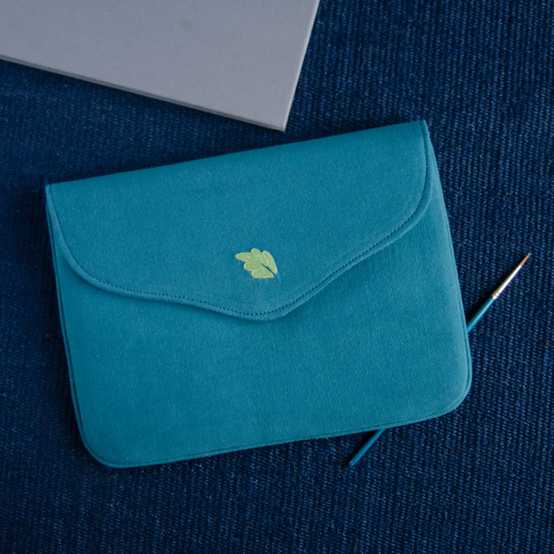 Bouquet Series - Mini-Tablet Sleeve (Teal 1) - Made in Kashmir