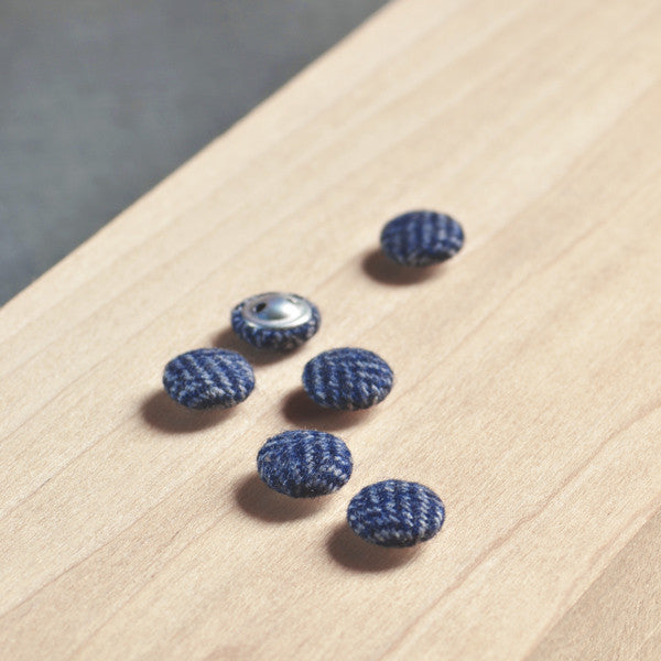 Herringbone Button Set (6 Blue)